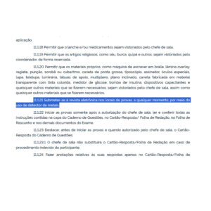Edital do Enem fala sobre a deteção de metais no dia da prova - Reprodução: Inep/Edital